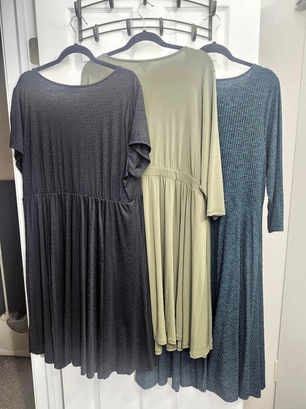 Torrid Fall Wrap Dress Trio — Teal, Olive & Black, Size 3X; 1 NWT; 2 NWOT - Picture 2 of 11